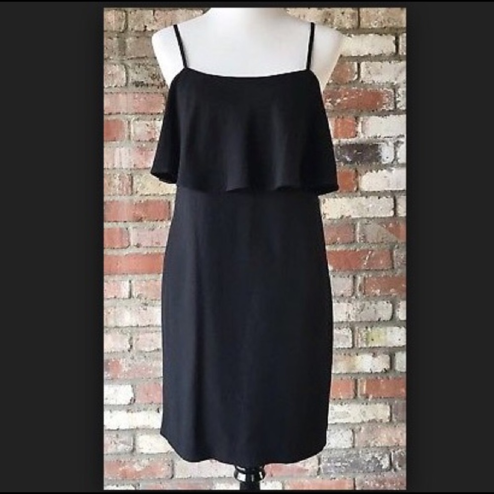 J.Crew Factory SpaghettiStrap Ruffled Black Dress